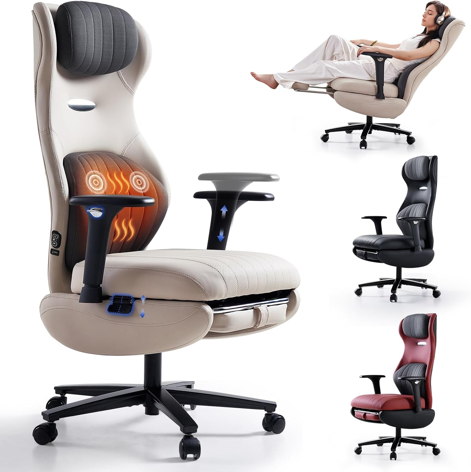 Detalle de EMIAH Ergonomischer Bürostuhl mit Heizung