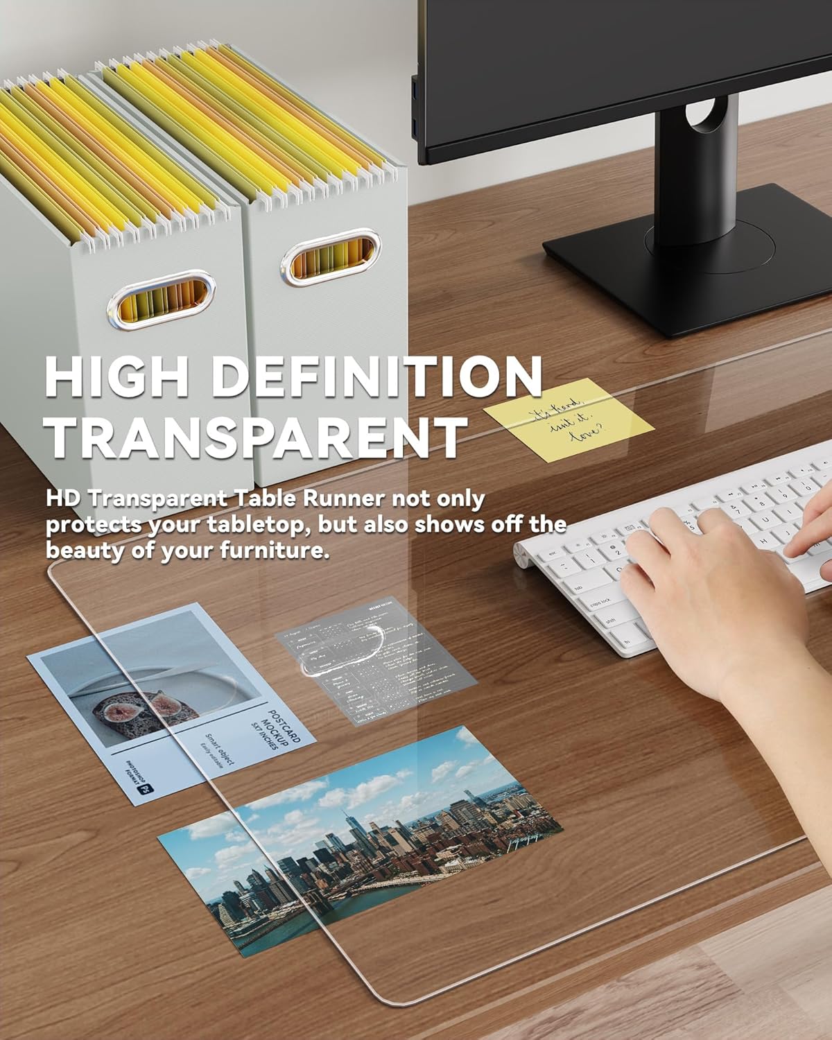 Detalle de Oterri Clear PVC Desk Pad, 30 x 16 Inches, Waterproof and Heat-Resistant