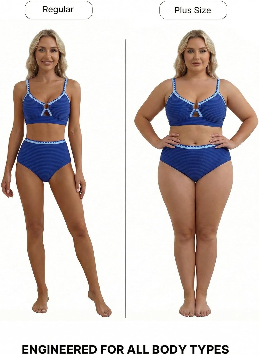 Detalle de Herseas Textured Bikini Set for Women with O Ring Detail and Whip Stitch