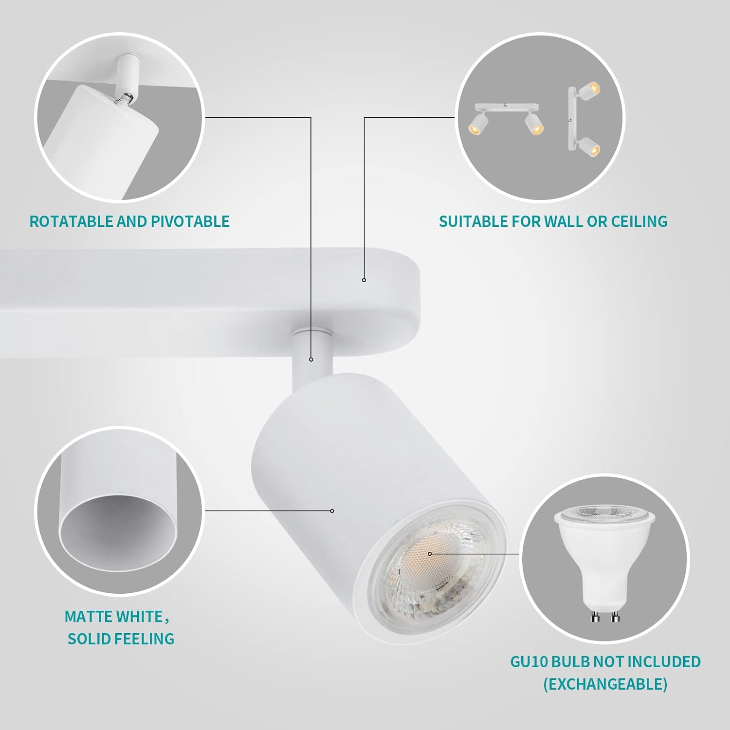 Detalle de Wowatt faretti da soffitto GU10 2 attacchi