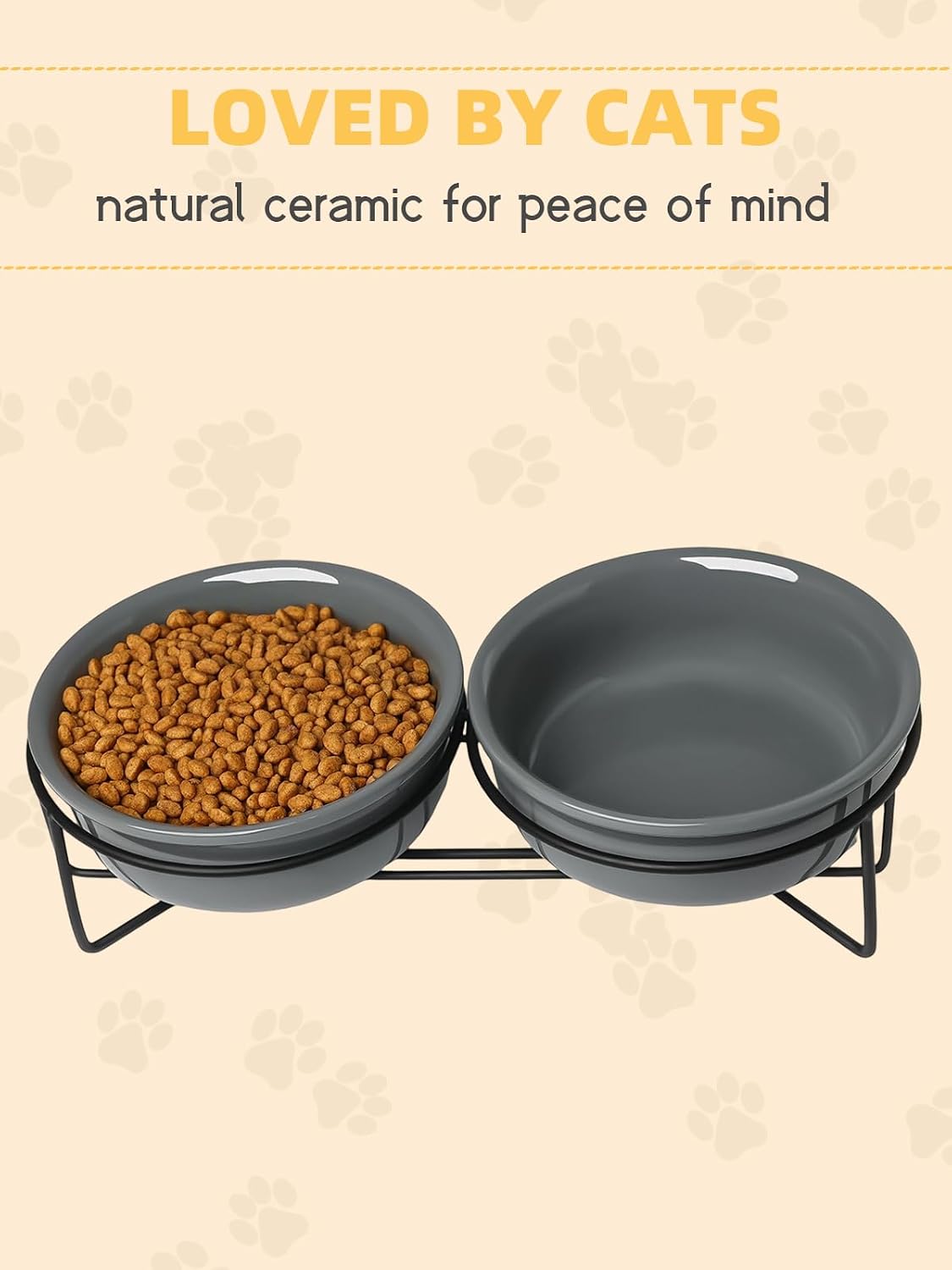 Detalle de GDCZ Elevated Ceramic Cat Bowls, 15 oz