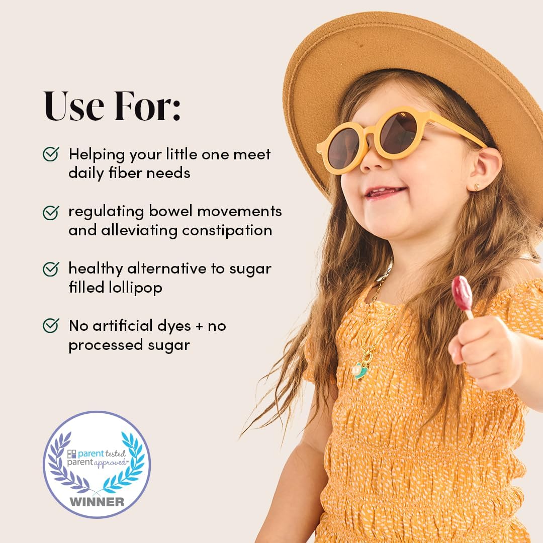 Detalle de Beekeeper’s Naturals Kids Prebiotic Fiber Lollipops, 3g Fiber, Honey, 15 Count
