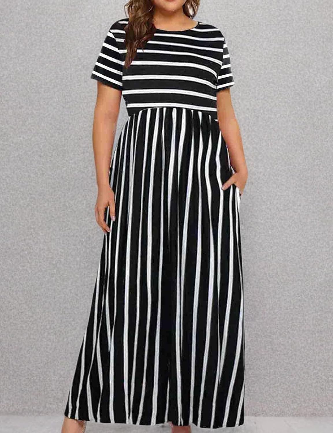 Detalle 1 de Kancystore Women’s Plus Size Short-Sleeve Maxi Dress with Pockets (XL–5X)