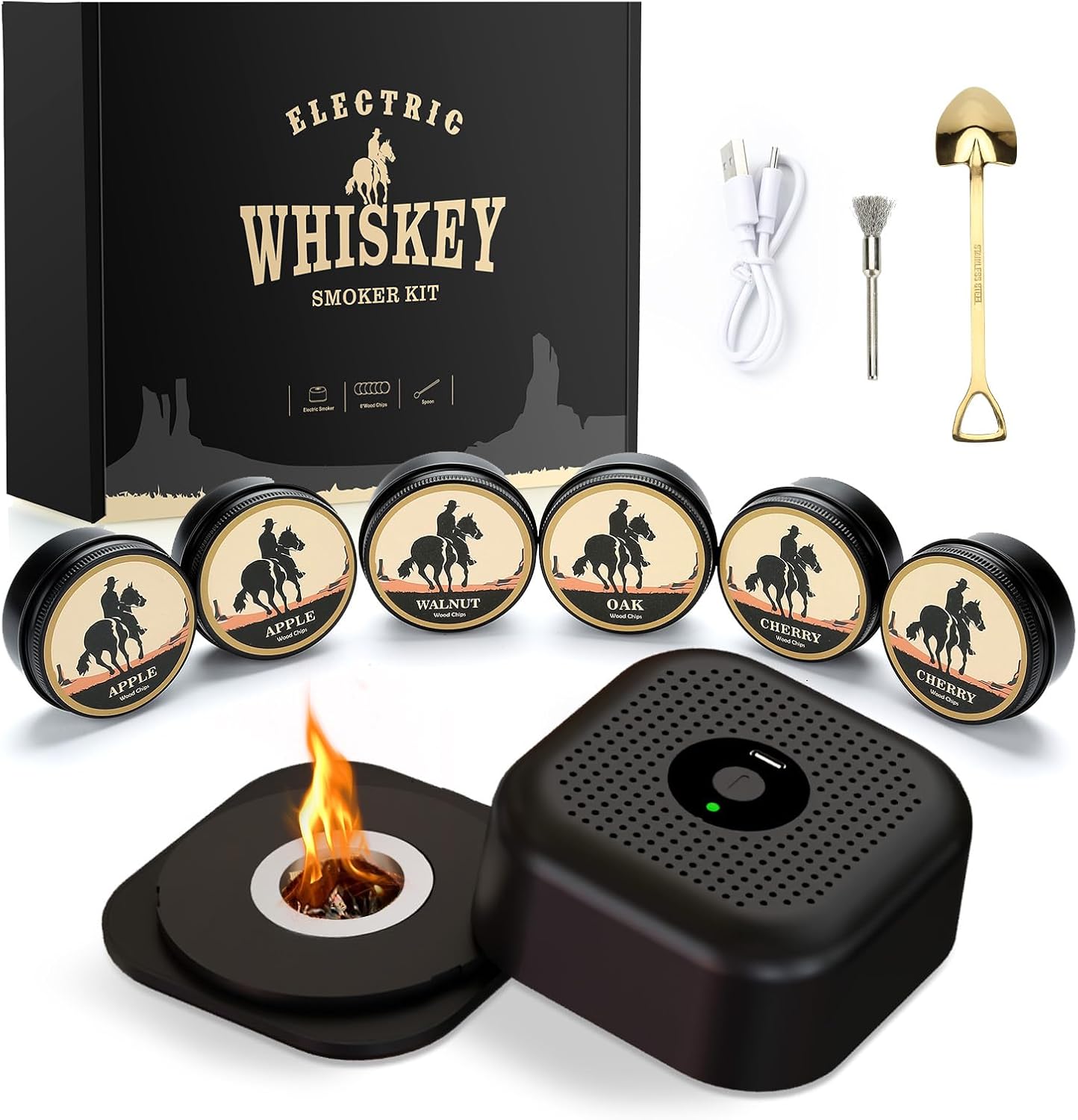 Detalle de Electric Cocktail Smoker kit Rechargeable 6 wood chips 🍸