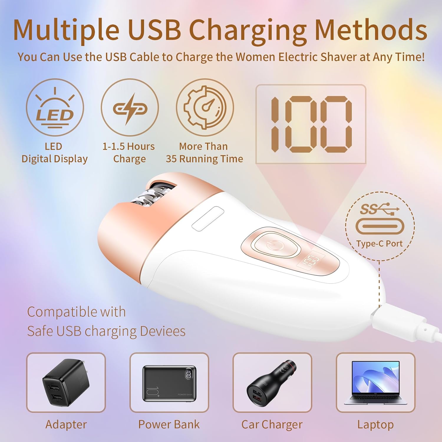 Thumbnail 5 de Epilaor for Women Cordless & Rechargeable 3-in-1: Shaver, Epilator and Foot Care in One