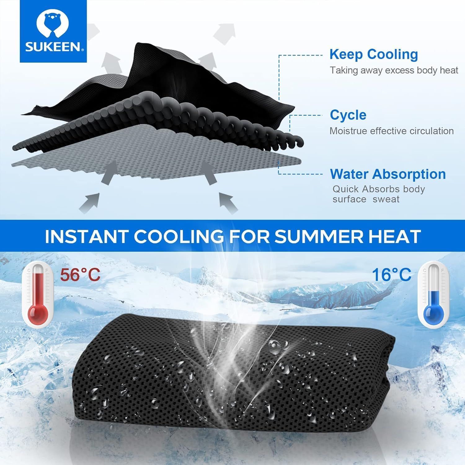 Thumbnail 2 de Sukeen Cooling Towel Pack: Instant Ice Cool Down Towels for Neck & Face