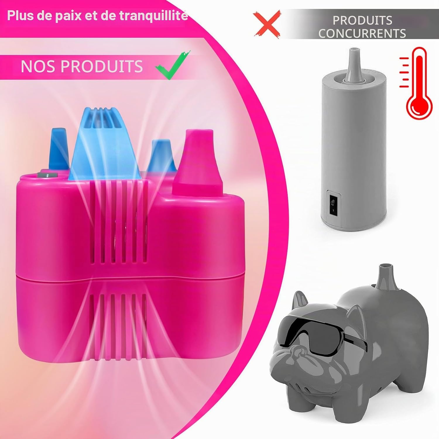 Detalle de FLSEPAMB Pompe à Ballons électrique 600W — Gonfleur portable avec 2 buses et 2 modes