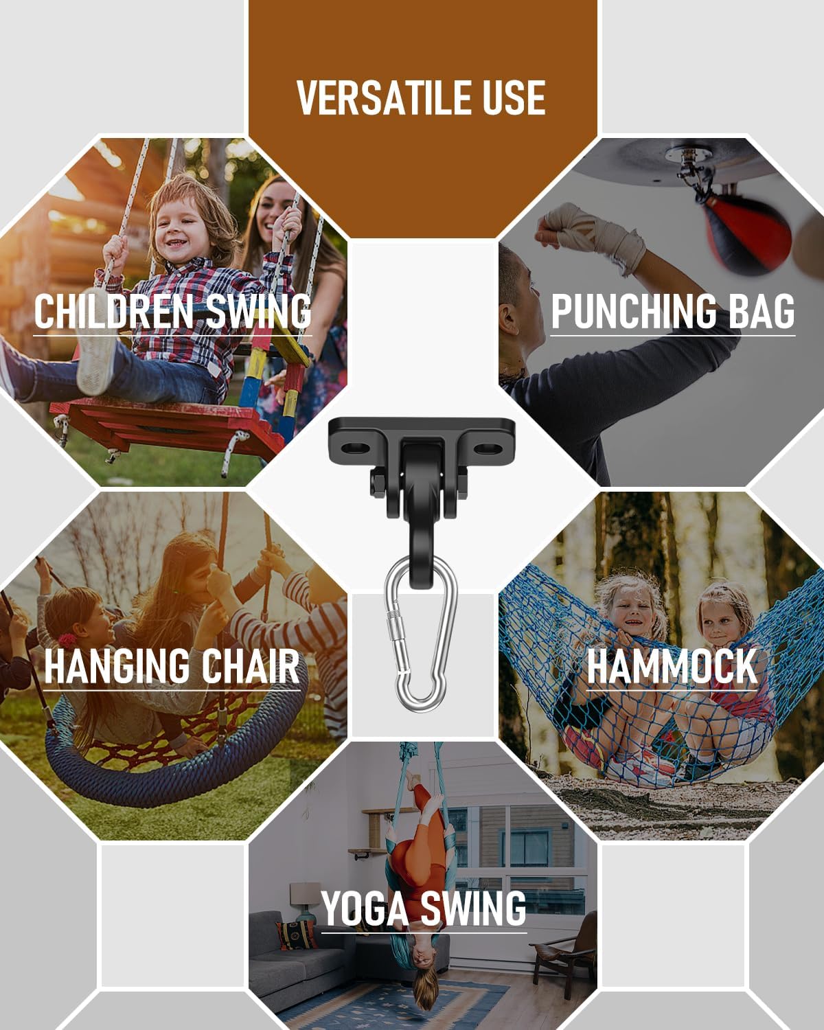 Thumbnail 6 de Heavy Duty Porch Swing Hangers Kit with Aluminum Alloy Construction (8-Pack)