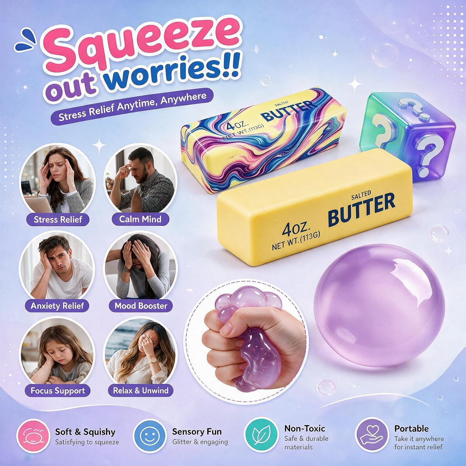 Thumbnail 5 de iJUKPX 4-Piece Squishy Pack, Butter and Coconut Oil Squeeze Toys