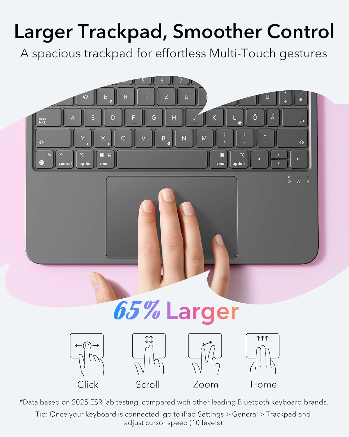 Thumbnail 5 de ESR iPad Air 11" (M4/M3/M2) & 5./4. Gen Flex Hülle mit abnehmbarer Tastatur und Trackpad, Dunkelgrau