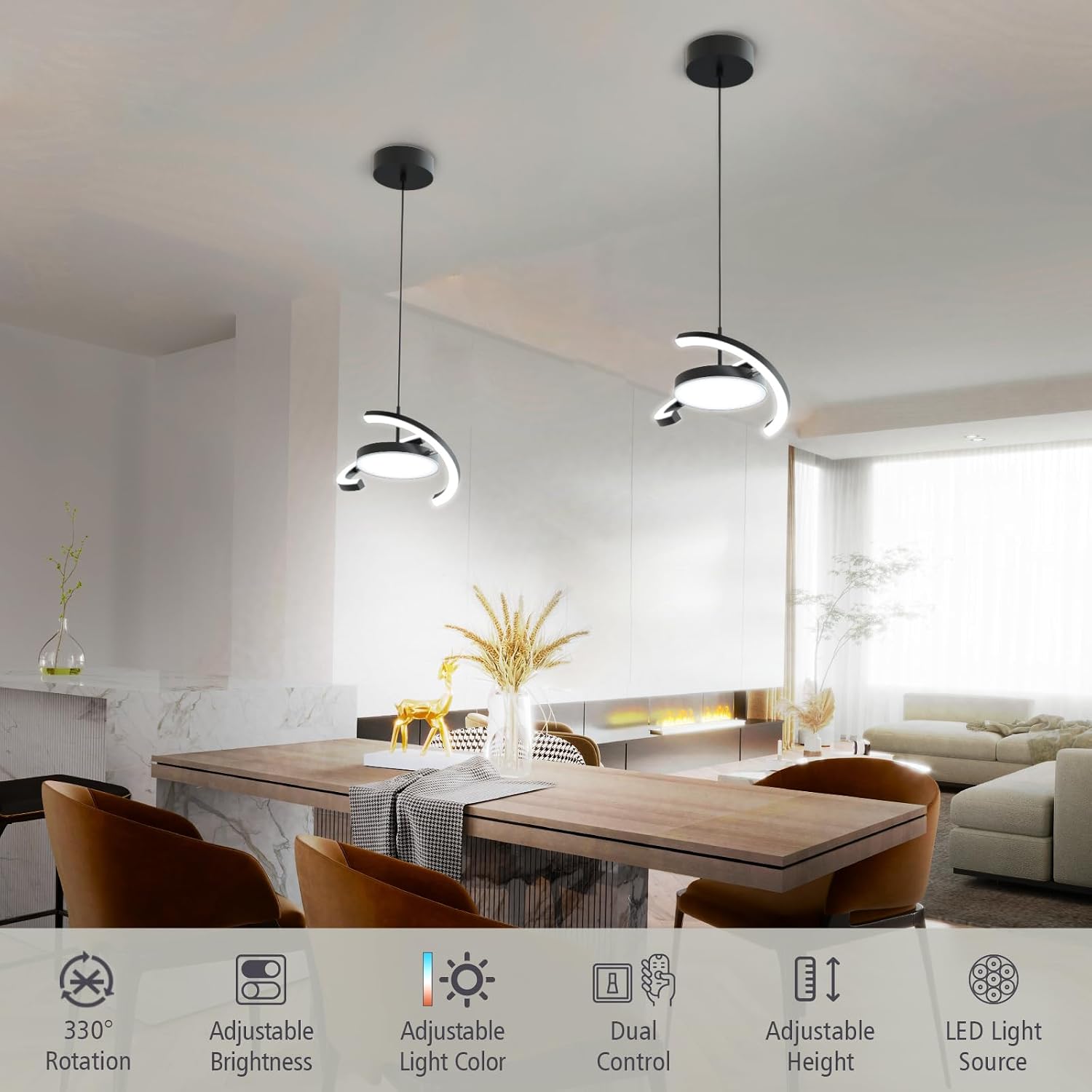 Detalle 2 de FIMEI JMY9020 LED Pendant Light, Dimmable Saturn Ring, Adjustable Colour