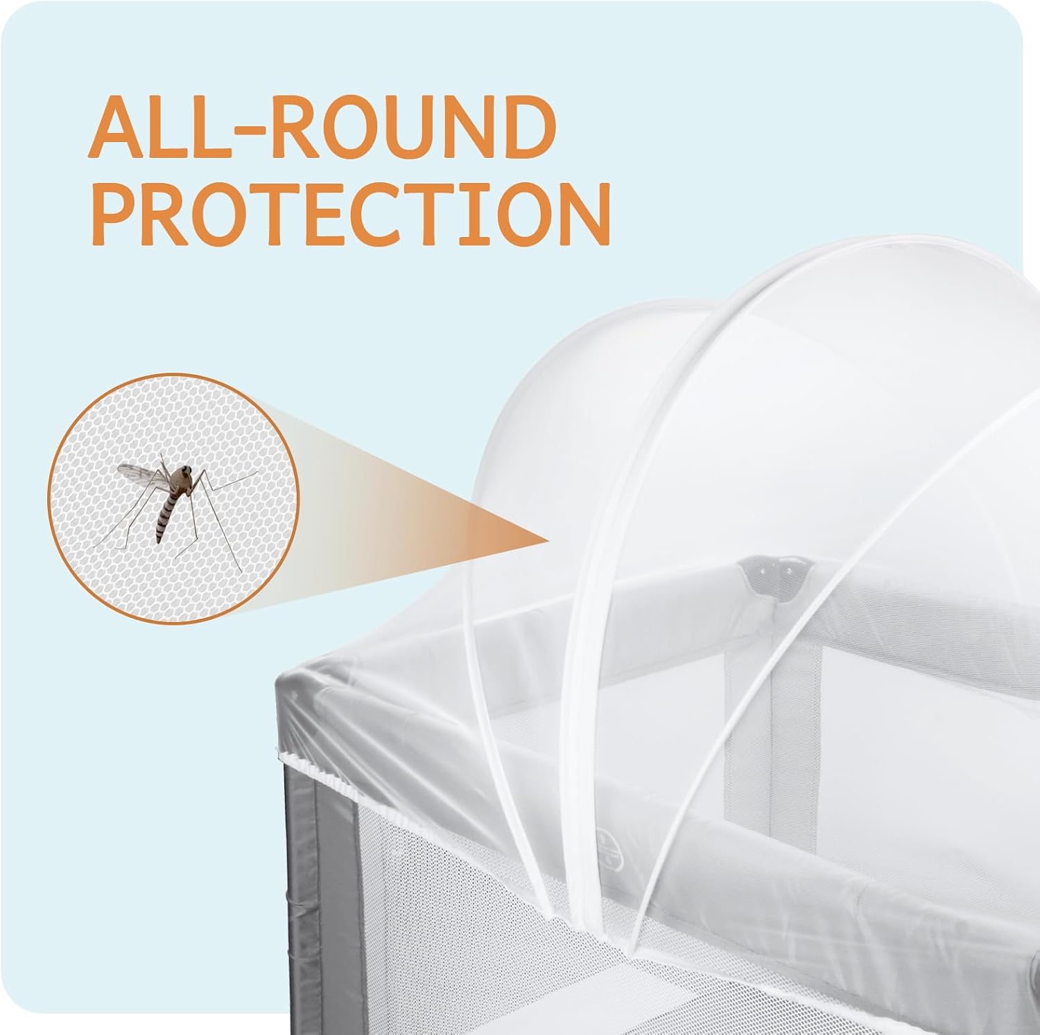 Detalle de BEBONO Pack and Play Mosquito Net Cover with 2-Way Zipper