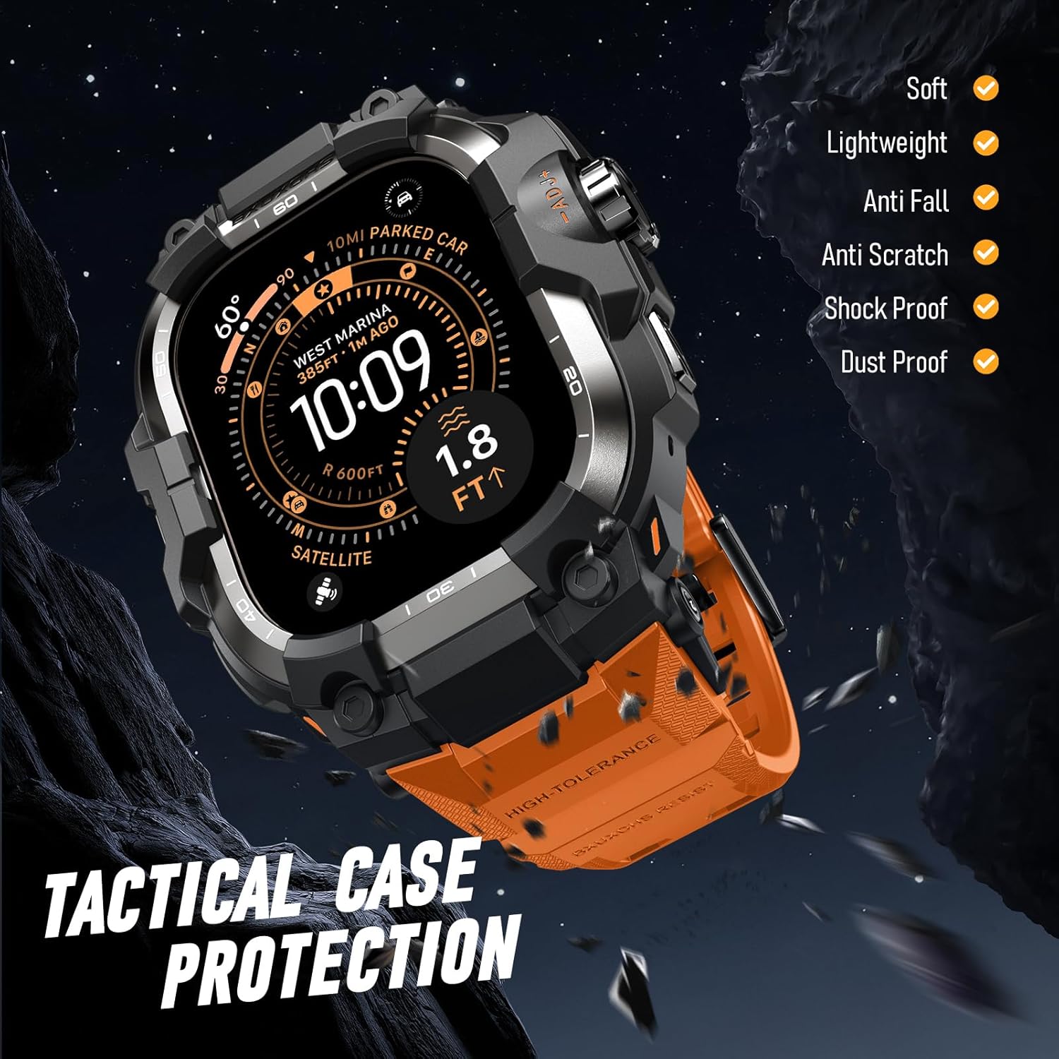 Thumbnail 5 de BXUXOHS Rugged Case and Band for Apple Watch Ultra 3/2/1 49mm – Military-Grade TPU Armor with Tactical Band + 2 Screen Protectors