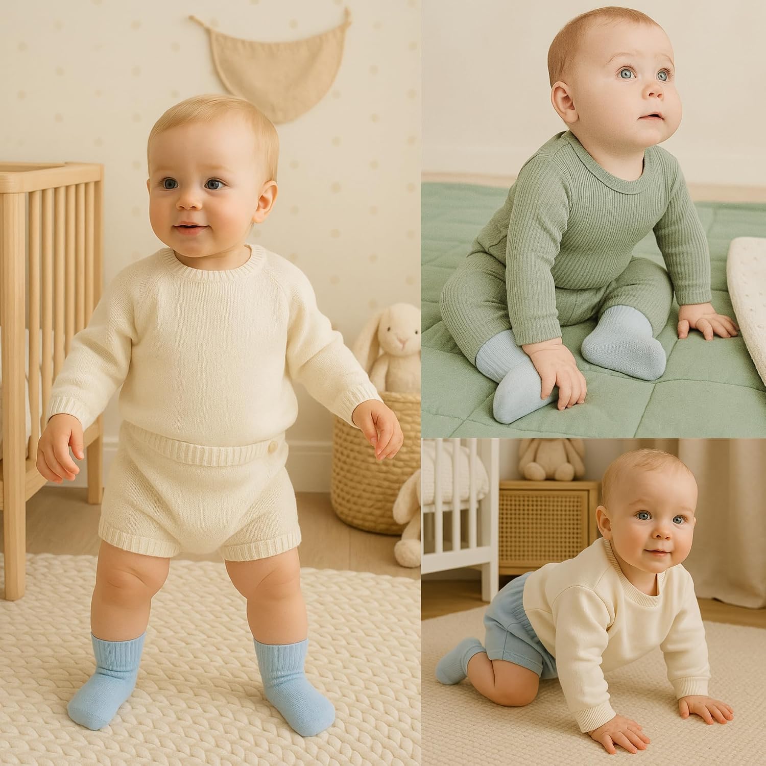 Detalle 2 de bistyle Baumwolle 6 Paar Baby Socken 0–3 Monate bis 2–3 Jahre – nahtlos, atmungsaktiv, mehrfarbig