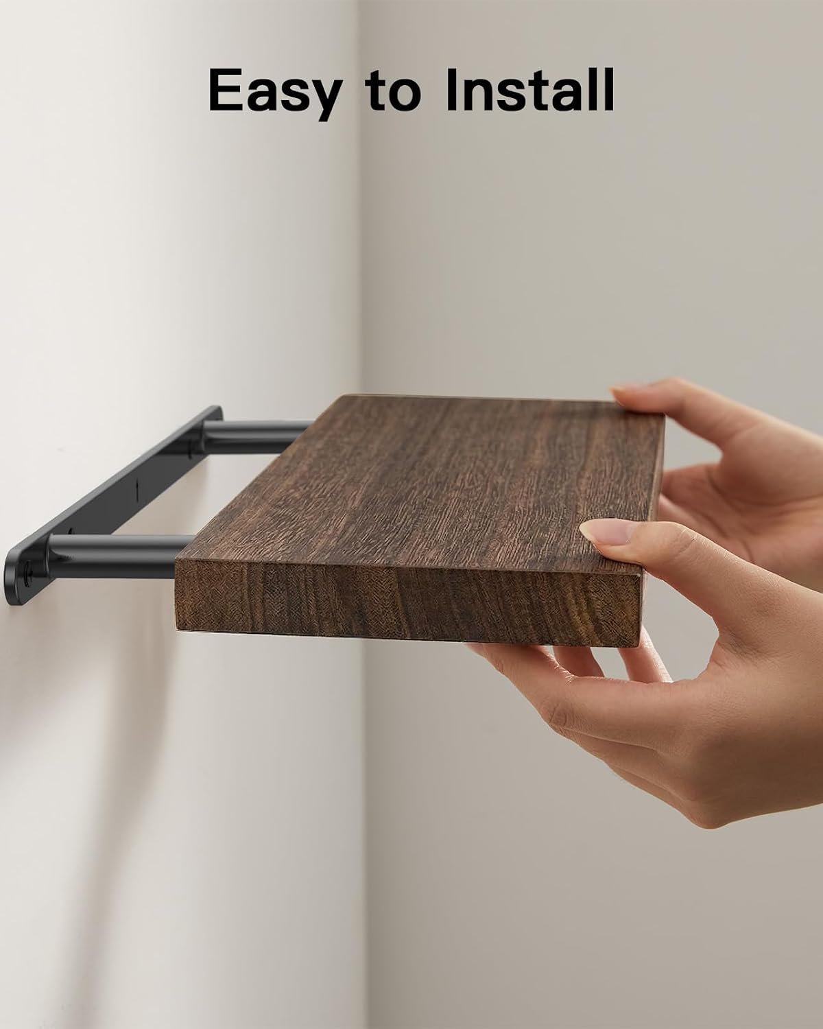 Thumbnail 3 de AMADA HOMEFURNISHING AMFS40BN Floating Shelves, 4-Piece Paulownia Wood Set