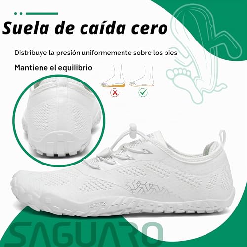 Thumbnail 5 de SAGUARO Zapatillas Barefoot Minimalistas para Hombre y Mujer – Blanco Margarita, 41 EU