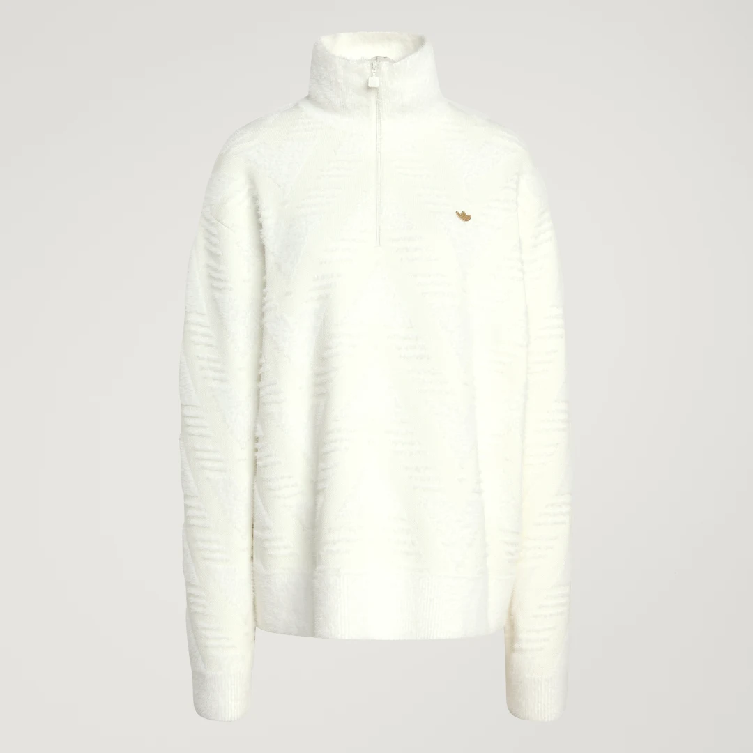 Detalle de Adidas Sudadera de punto con cremallera hasta el pecho – color Blanco