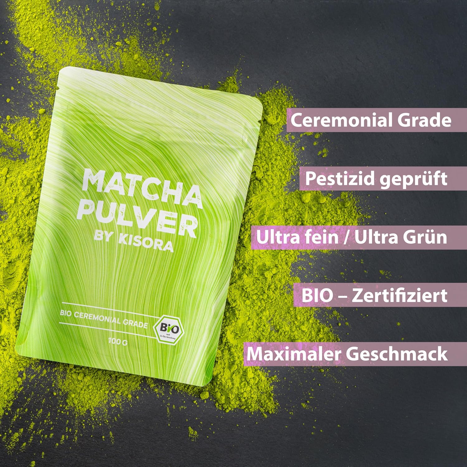 Detalle 2 de Matcha Pulver Ceremonial Grade BIO 100g đ”