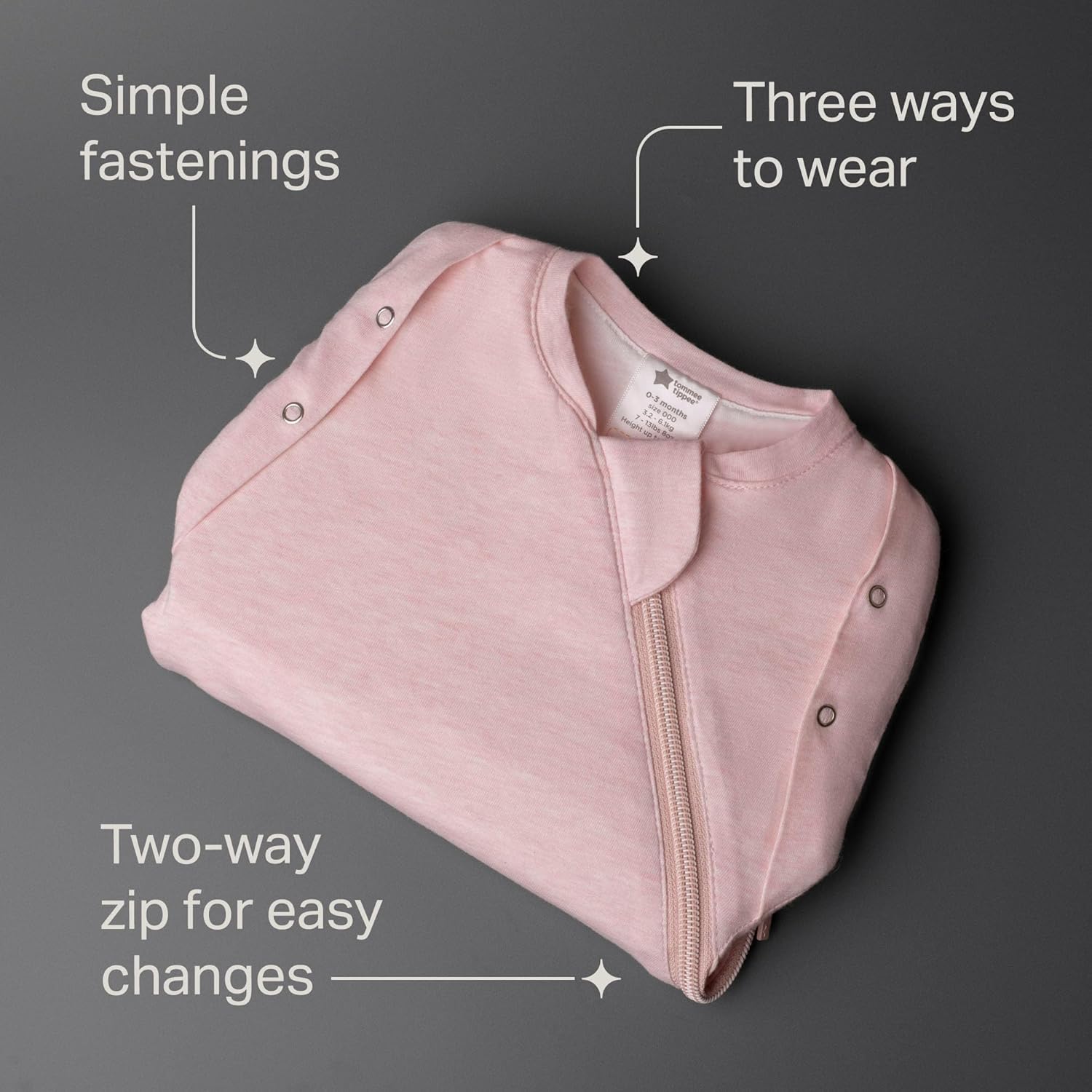 Detalle de Tommee Tippee Swaddle Bag for Newborns (0-3m, 1.0 Tog) – Blush