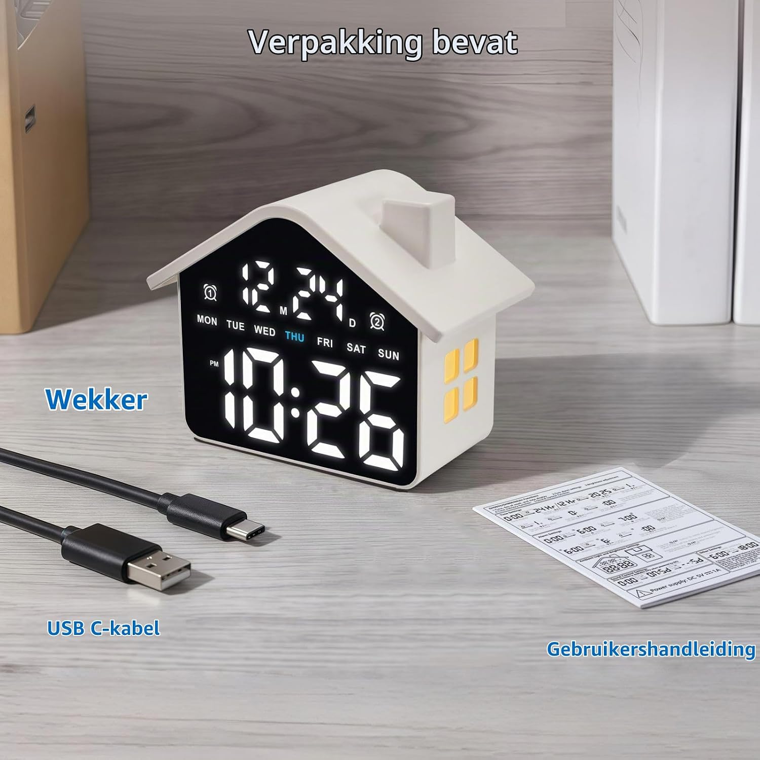 Thumbnail 6 de Plumeet VLEU-8053-WH digitale wekker met dubbel alarm en dimbaar display