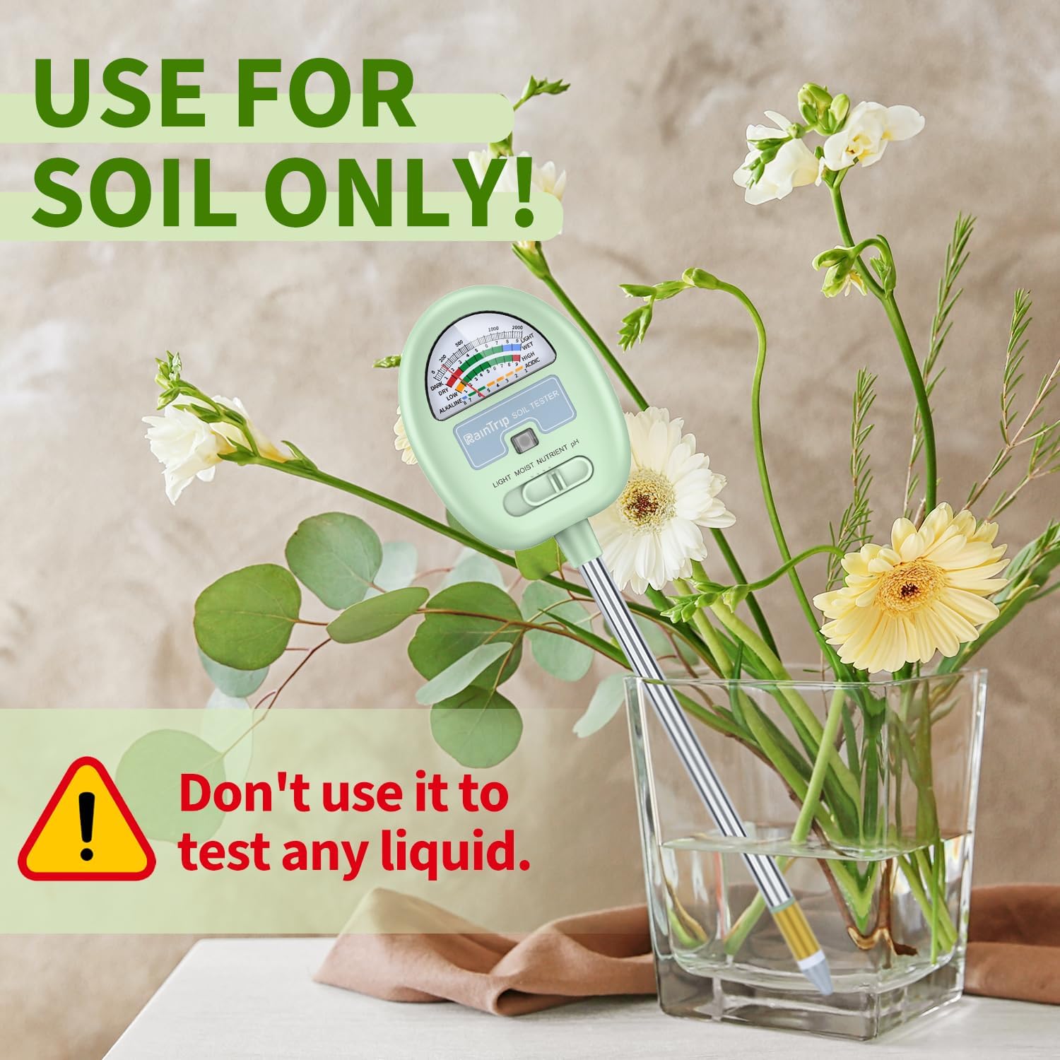 Detalle de Raintrip 4-in-1 Soil Moisture Meter with Rotating Dial and Single Probe