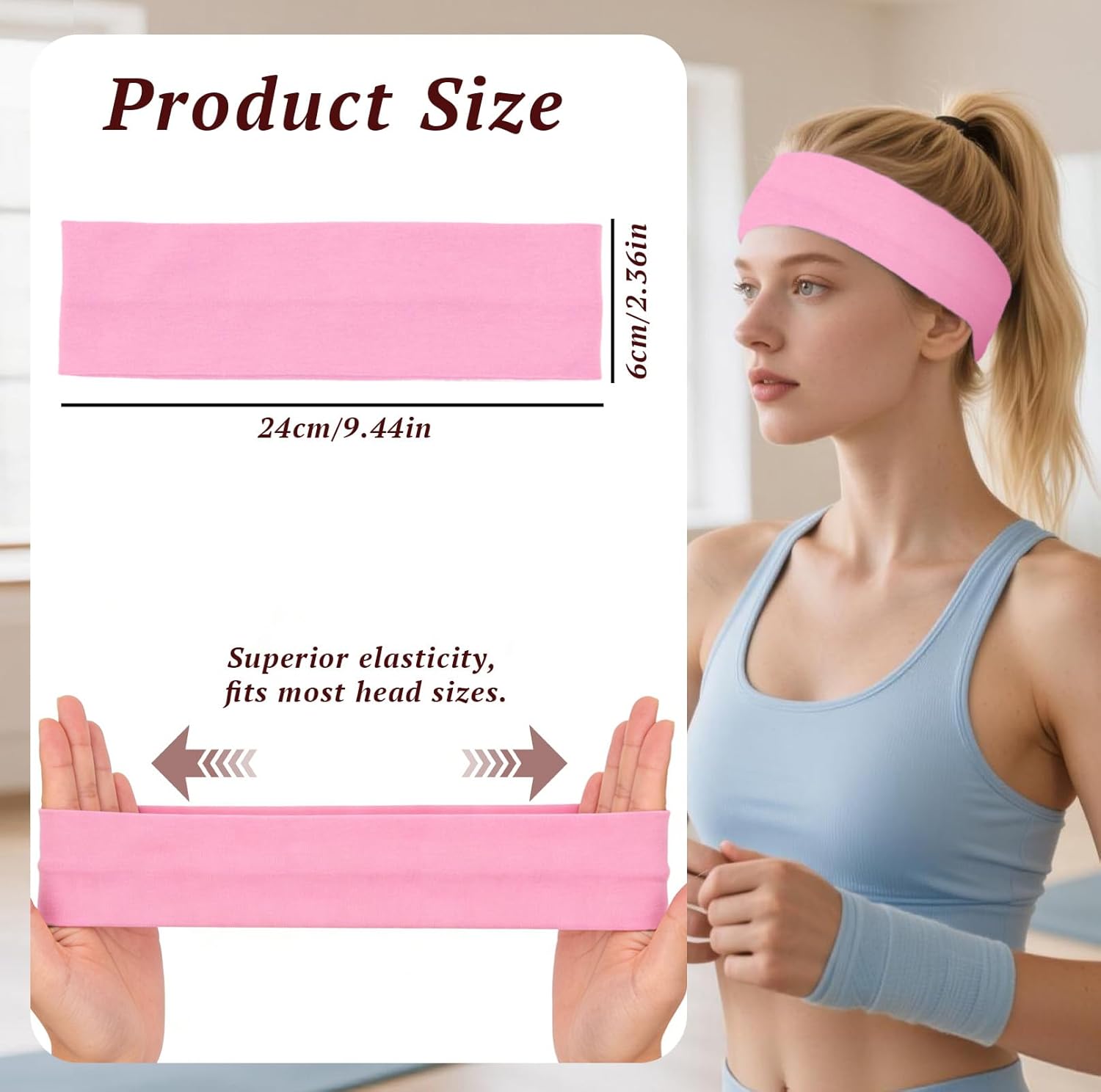 Thumbnail 4 de AWSOLAR 8 Pcs Headbands for Women's Hair – Elastic, Sweat-Wicking Sports Headbands