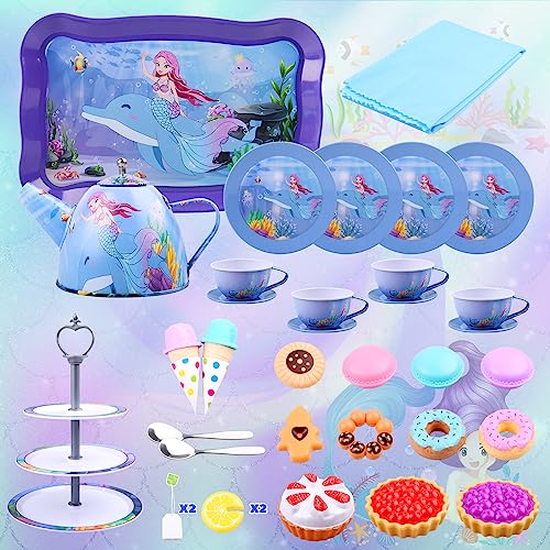 Detalle 2 de Auney Juego de Té Infantil con 36 Piezas y Sirenas