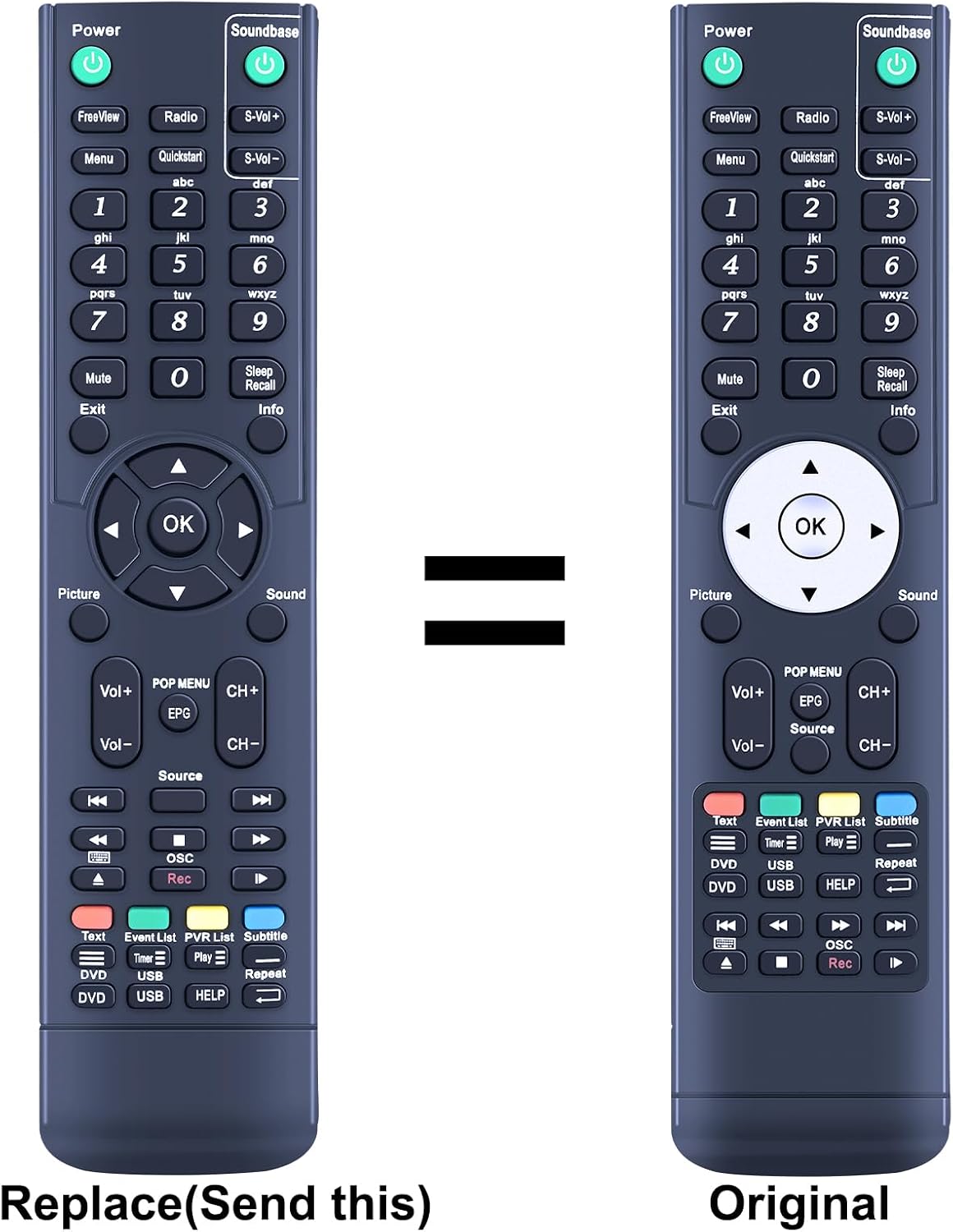 Detalle de TCNOUMT RCC004 replacement remote for TCL Cello Neon TVs and DVD models