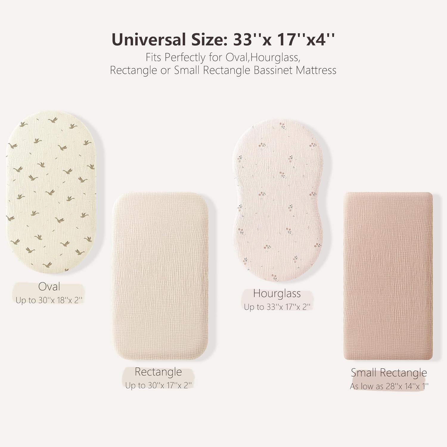 Thumbnail 5 de Muslin Moses Basket Sheets 2 Pack (100% Cotton) Next to Me Crib/Fitted Bassinet Sheets – 83x43cm