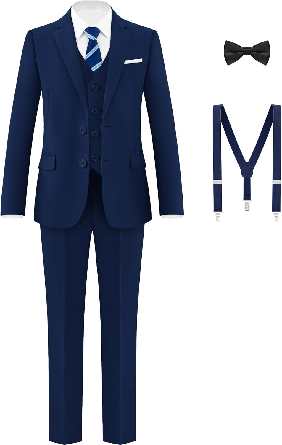 Detalle de AmazingSea Boys Formal Suit Set: 7-Piece Essentials with Adjustable Waist & Suspenders