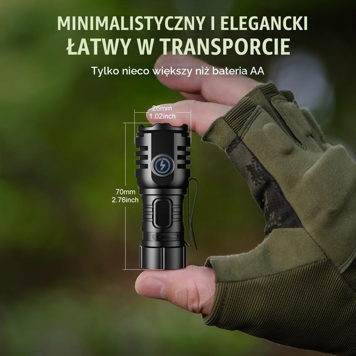 Detalle de Skylla latarka LED 6000 lm, ładowanie USB-C i 8 trybów świecenia