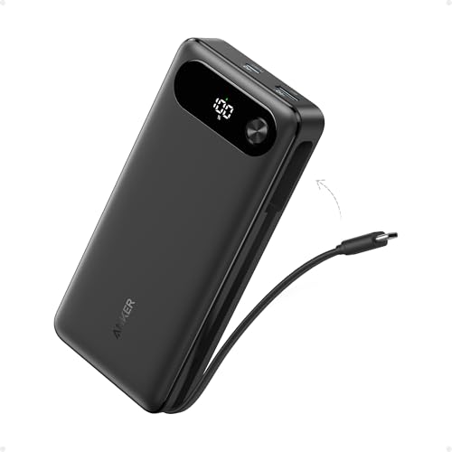 Detalle de Anker Powerbank 20000mAh 87W Max mit integriertem USB-C Kabel – 3-Geräte-Ladung