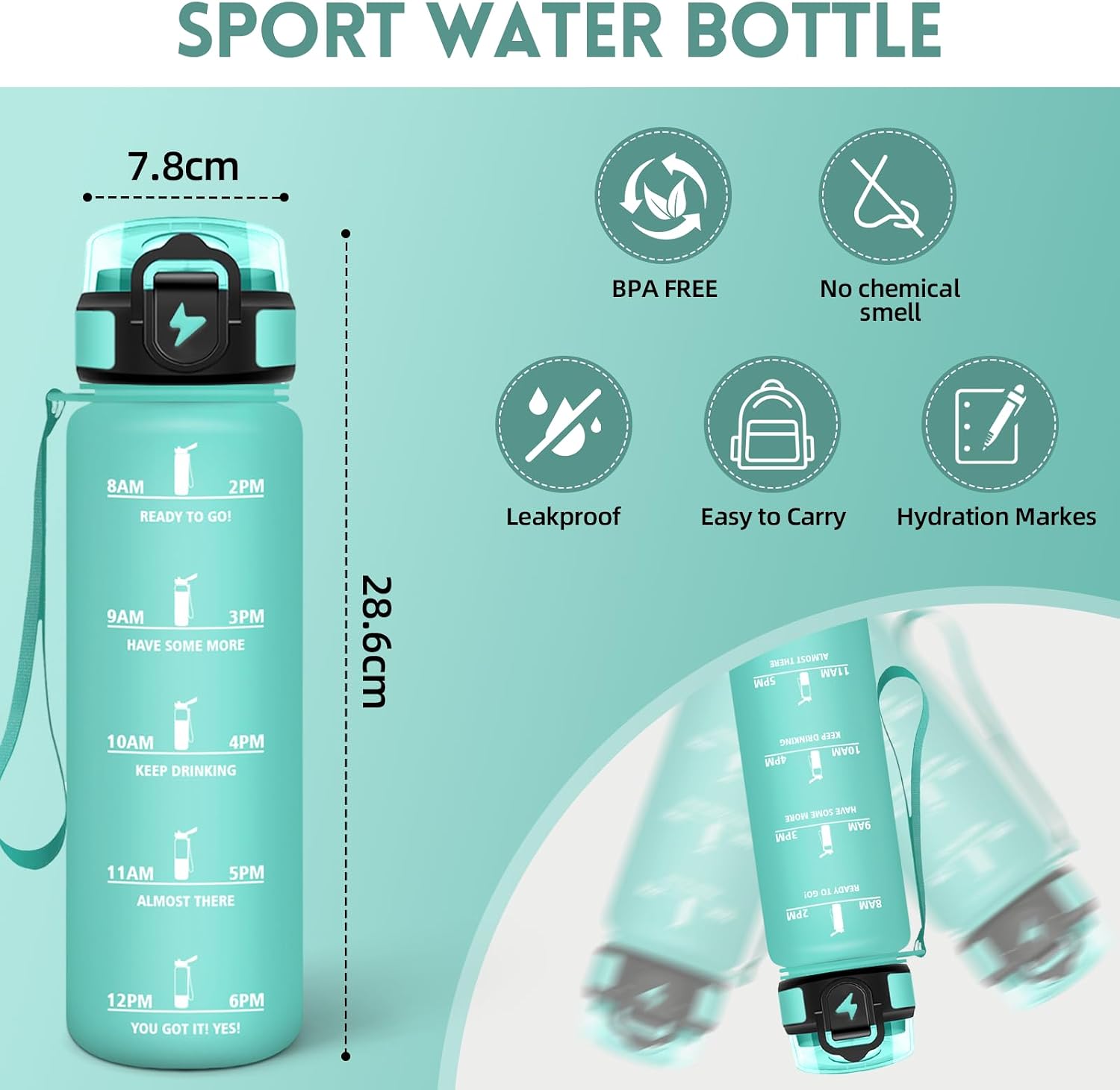 Detalle 2 de Motswedi Gourde 1l étanche pour sport