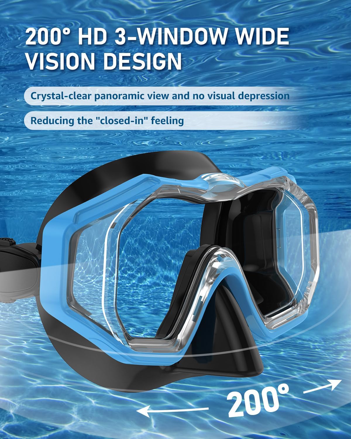 Detalle 2 de WSTOO Adults Swim Goggles with Nose Cover (3-Lens, Anti-Fog, Leak-Proof) for Youth & Adults