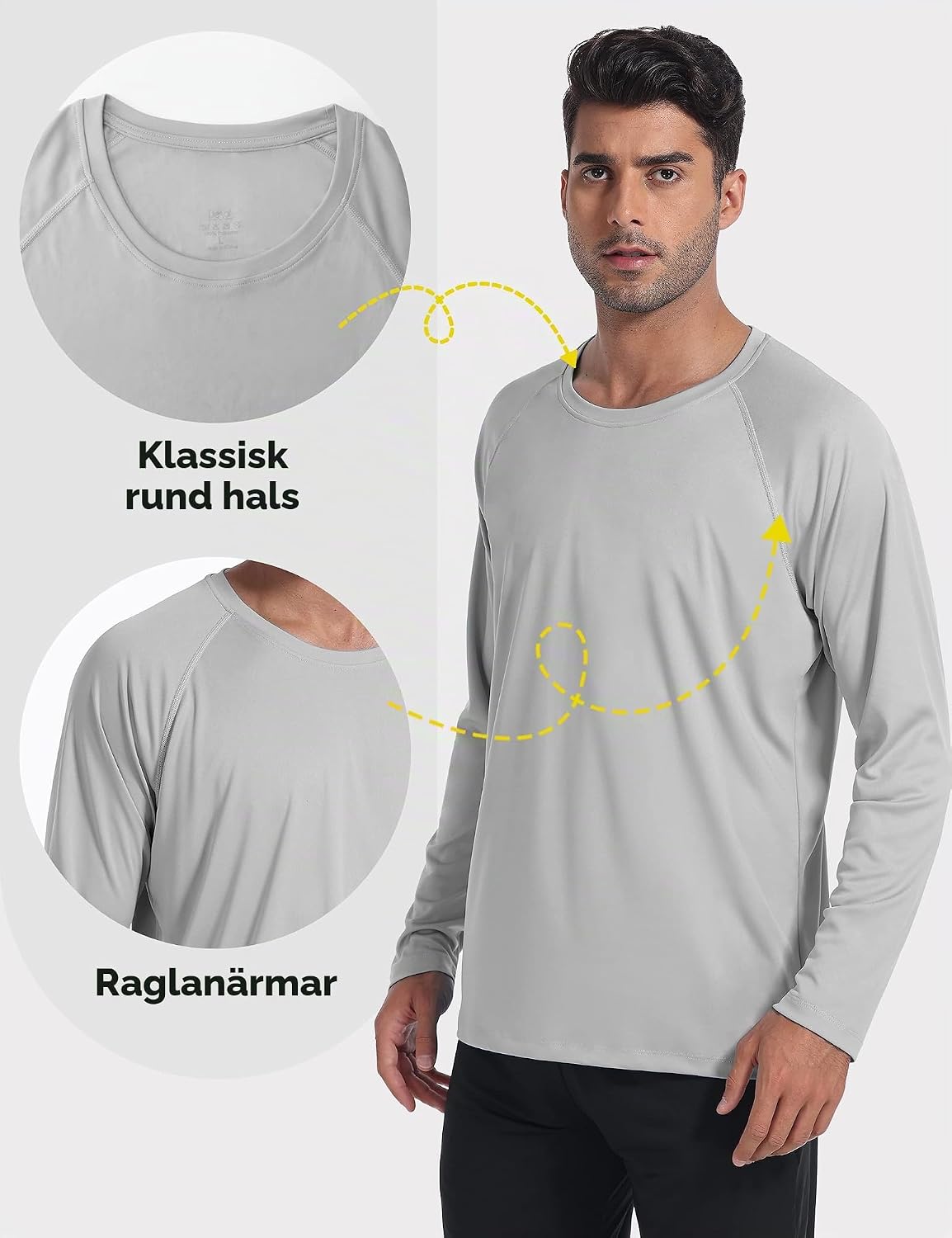 Detalle de Desol rashguard för män med fickor, UPF 50+ och lång ärm