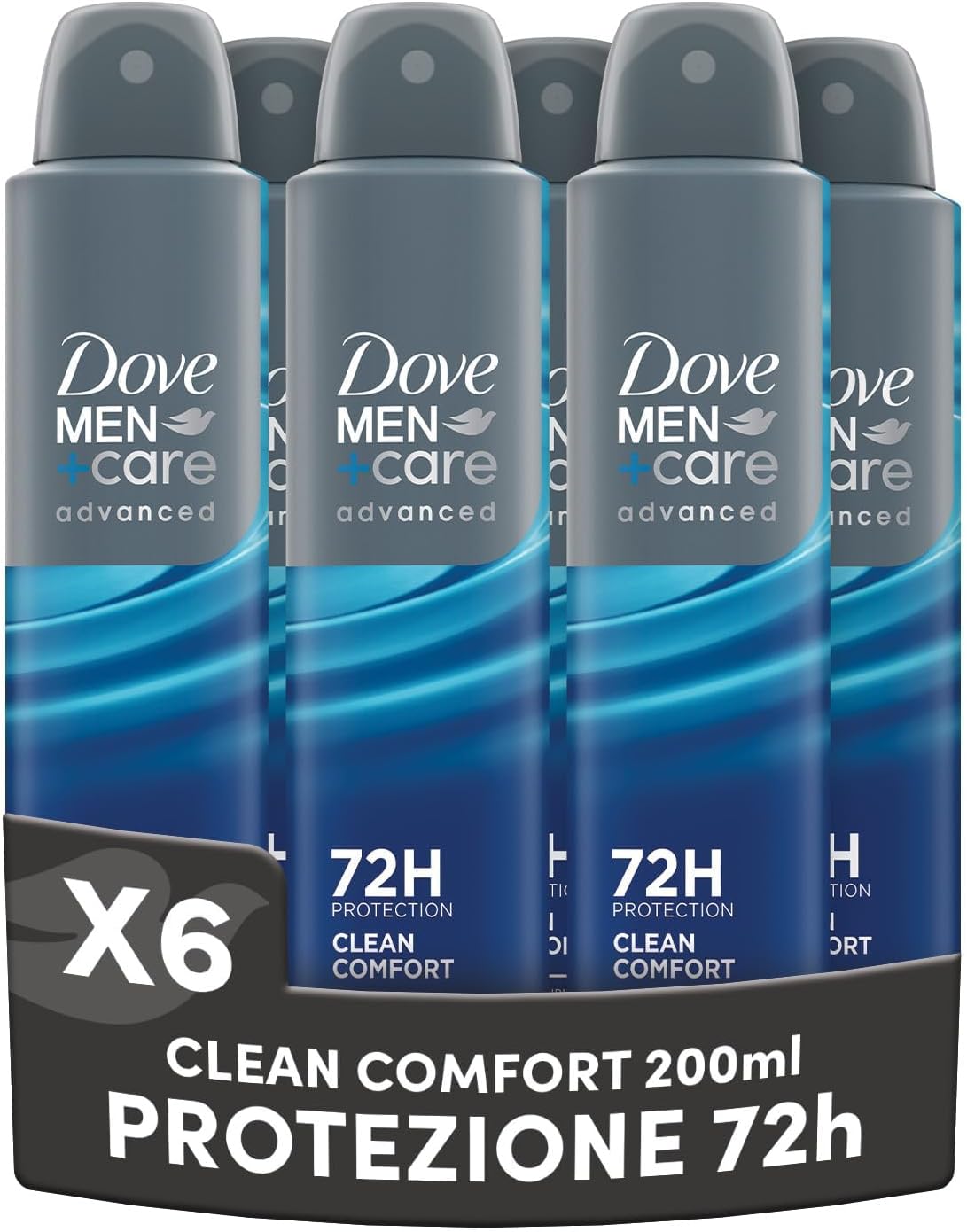 Dove Men + Care Advanced Clean Comfort Spray - Deodorante Uomo 6x200 ml