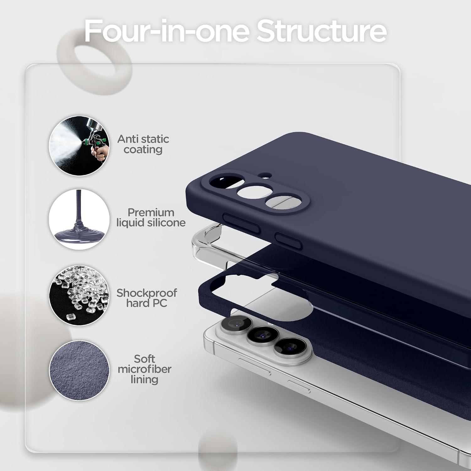 Detalle de INGIDO Hülle für Samsung Galaxy S26 Plus – Liquid Silikon Schutzhülle mit Kameraschutz, Mitternachtsblau (6,7 Zoll, 2026)
