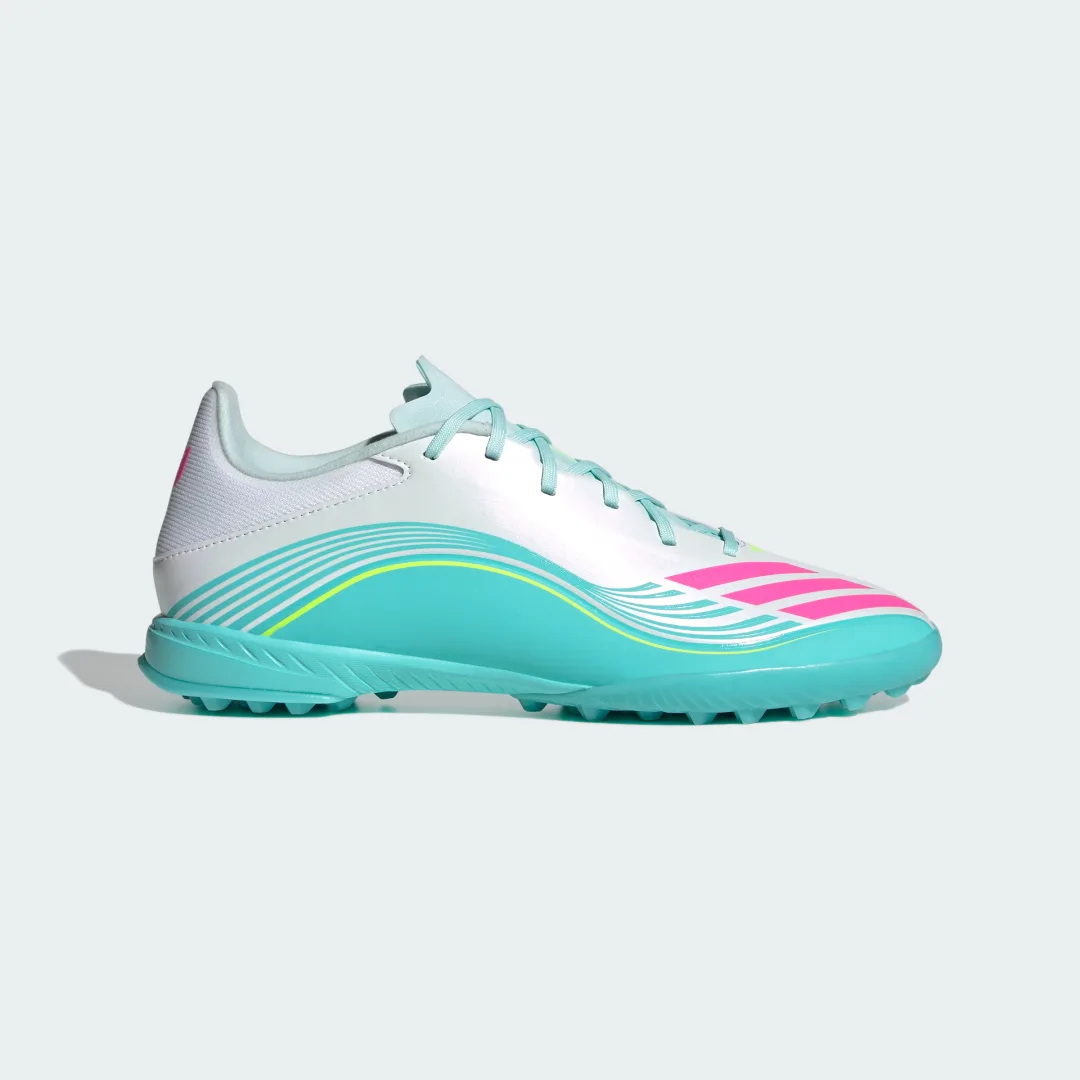 Detalle de Zapatilla de fútbol F50 MESSI LEAGUE moqueta de Adidas – blanco