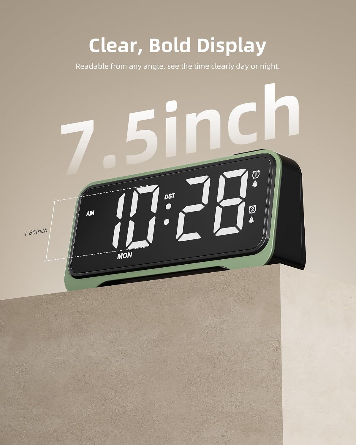 Detalle de ROCAM Alarm Clock Beside for Heavy Sleepers & Teens