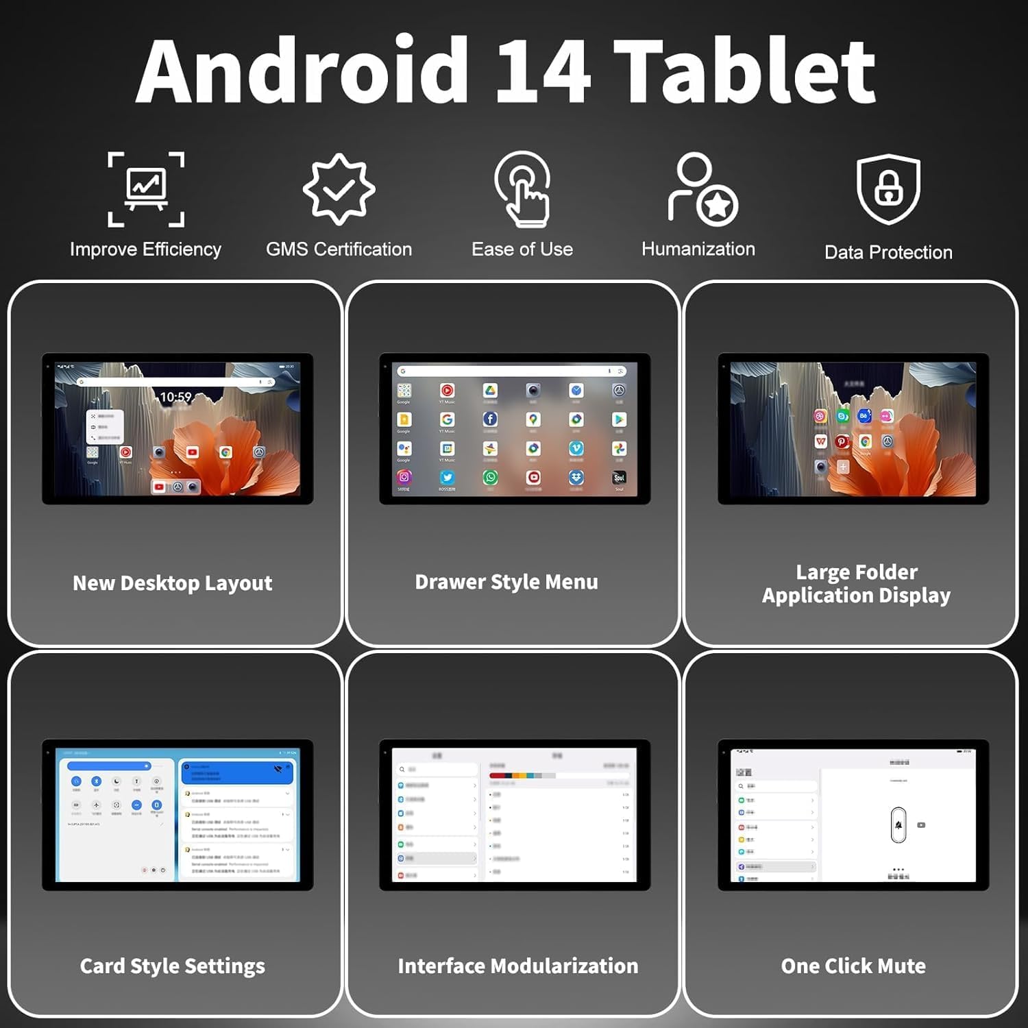 Thumbnail 4 de Ainmel 10.36 inch Android Tablet (Android 14) with Octa Core, 16GB RAM + 128GB, WiFi 6, Bluetooth 5.4, Dual Speakers