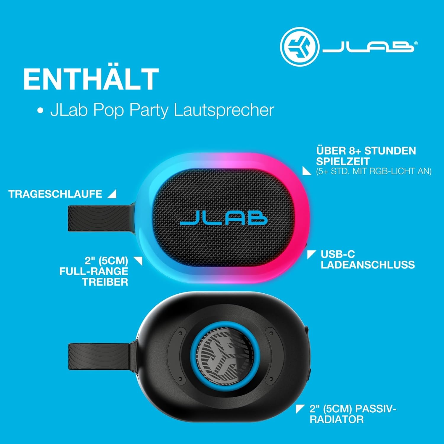 Thumbnail 6 de JLab Pop Party Bluetooth-Lautsprecher 5W