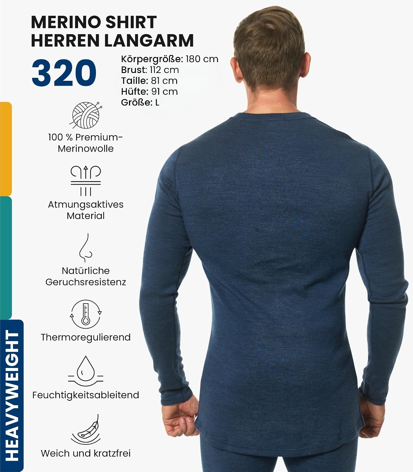 Detalle 2 de Merino Unterwäsche Herren 19,5 µm