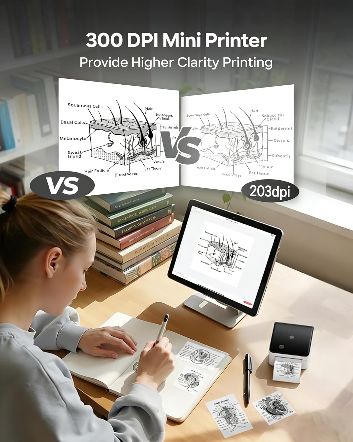 Thumbnail 1 de Phomemo M02 Pro : mini imprimante photo portable sans fil (300 dpi) avec rouleaux de papier pour étiquettes