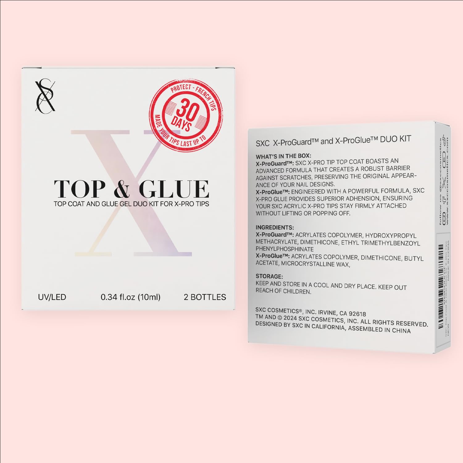 Thumbnail 6 de SXC Cosmetics X-Pro Tips Top Coat & Glue Gel Duo Set for French acrylic nails