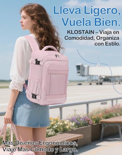 Thumbnail 5 de KLOSTAIN Mochila de Cabina 20L 40x20x25 cm Rosa Claro | Ideal para Ryanair y viajes ligeros