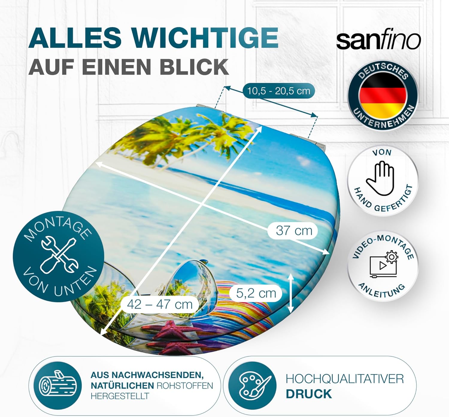 Thumbnail 5 de SANFINO Premium WC Sitz mit Absenkautomatik – Hawaii