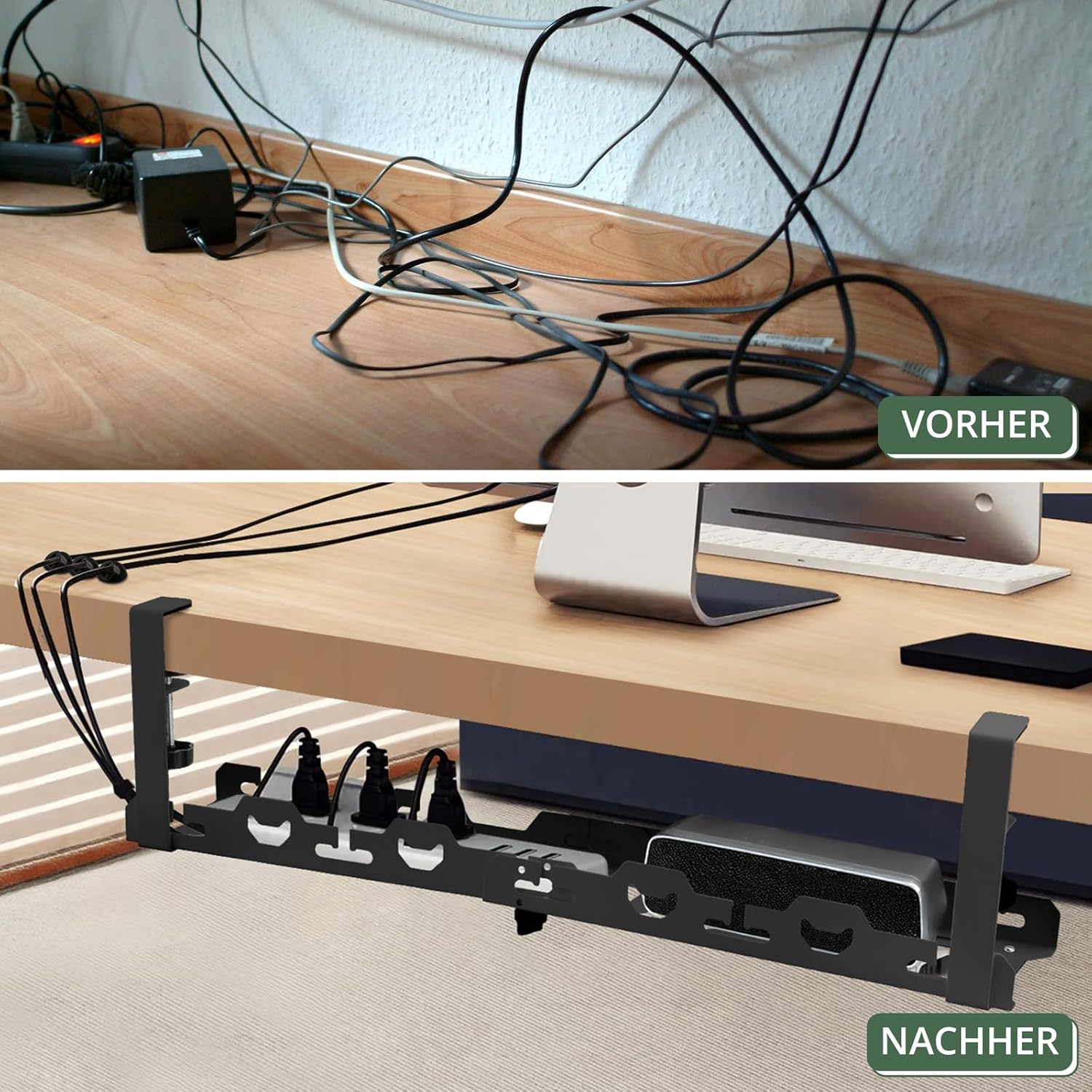 Thumbnail 1 de EYPINS ausziehbarer Kabelkanal für den Schreibtisch 40–74 cm (ohne Bohren) mit Kabelclips & Kabelbindern