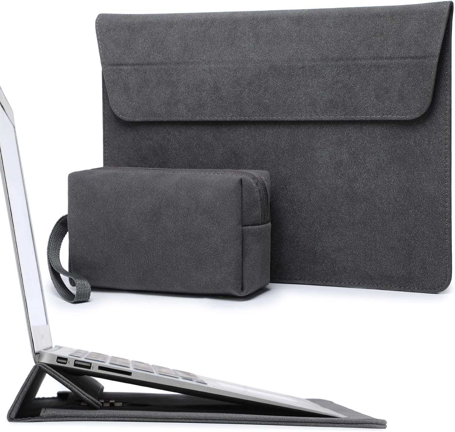 Detalle de HYZUO Laptop Hülle für 13,3–14 Zoll mit 3-stufig einstellbarem Ständer – inkl. Staub-/Aufbewahrungstasche, Weltraum Grau