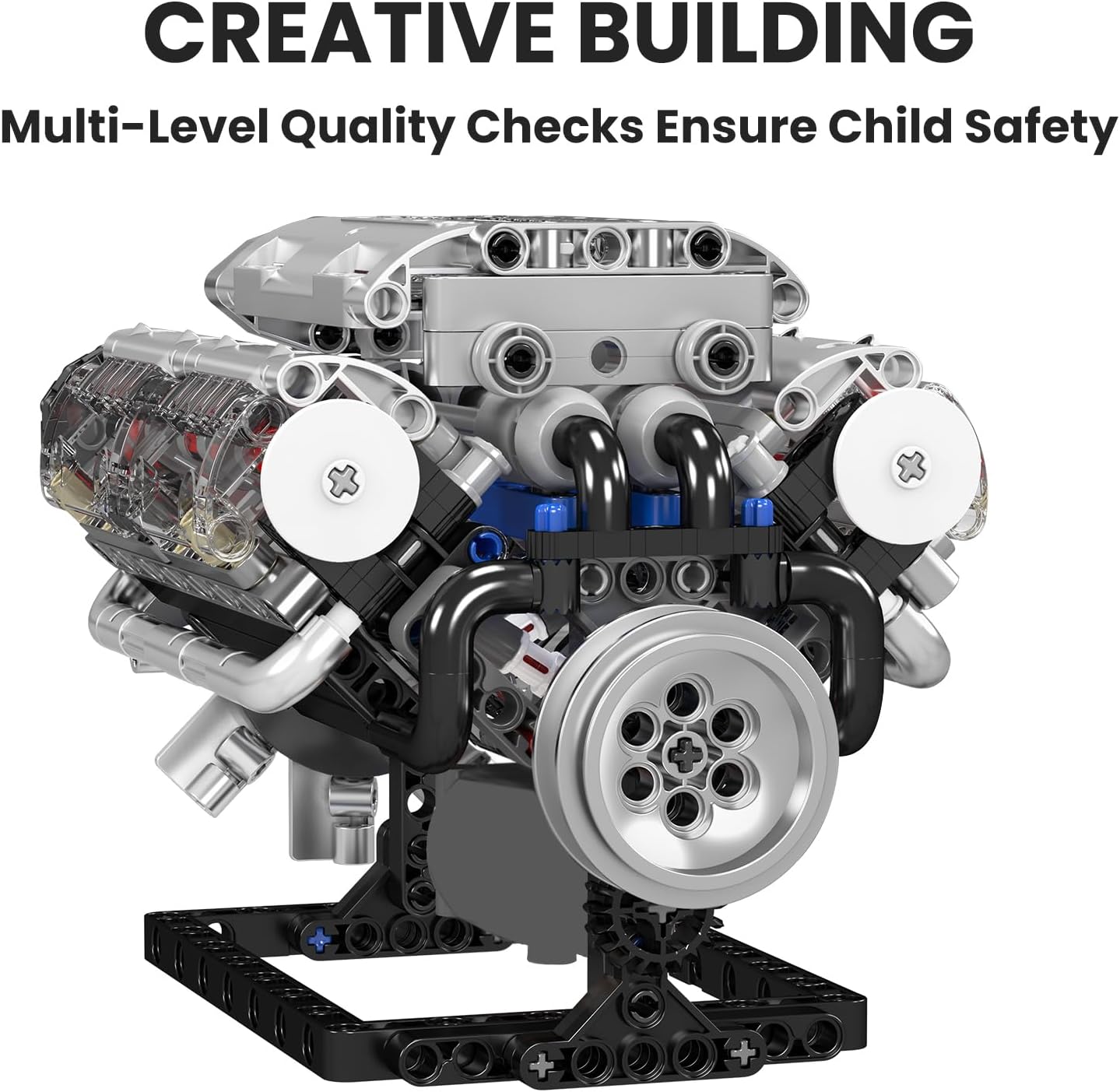 Detalle de Mould King 10088 Technik V8 Motor Bausatz (535 Teile) mit Sound-Engine-Modul