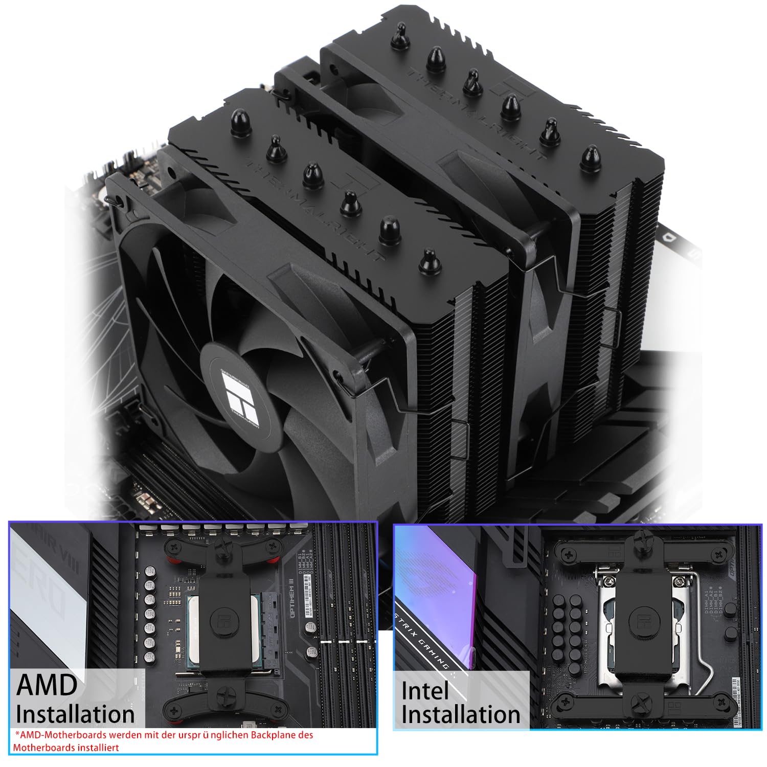 Detalle de TR-Thermalright Peerless Assassin 120 SE Black CPU-Kühler – Dual-Tower, 2x120 mm Lüfter, 6 Heatpipes